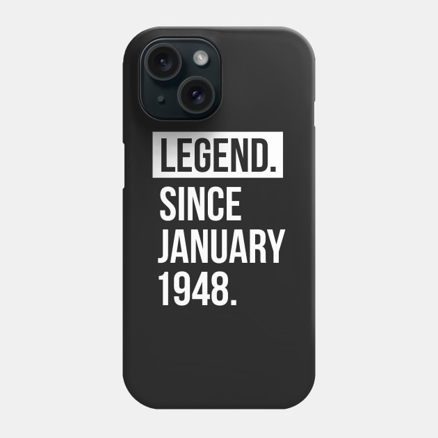 1948 January 71 years old birthday Phone Case by hoopoe