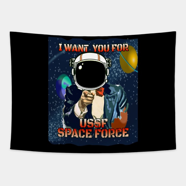 Funny Space Force Recruitment T-shirt Tapestry by kmpfanworks