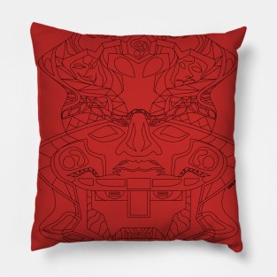 alien pattern in olmec totem ecopop Pillow