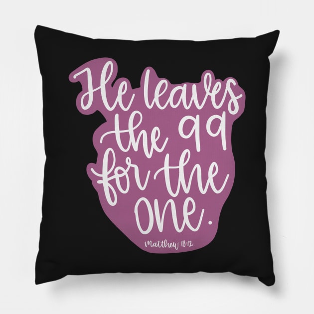 He leaves the 99 for the one - Matthew 18:12 - Magenta Pillow by elizabethsdoodles