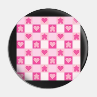 Valentine Meeple Gingham Check | Game Night Picnic Checkerboard Pin