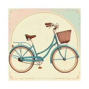 Realistic Illustration Vintage Bicycle Art in Retro Style T-Shirt