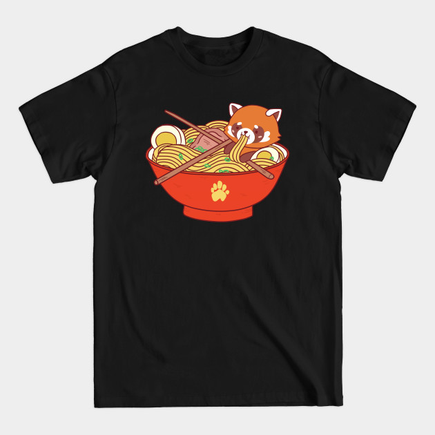 Disover Red Fox In Japanese Ramen Noodles Gift Print Kawaii Anime Print - Japan - T-Shirt