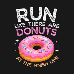 Donut Finish Line Marathon Funny Running T-Shirt