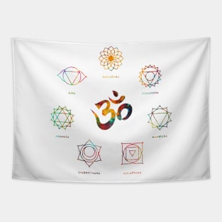 Set of chakra yoga symbols Tapestry