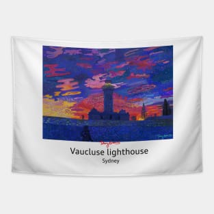 Vaucluse light house (white text on t-shirt) Tapestry