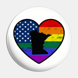 Minnesota United States Gay Pride Flag Heart Pin