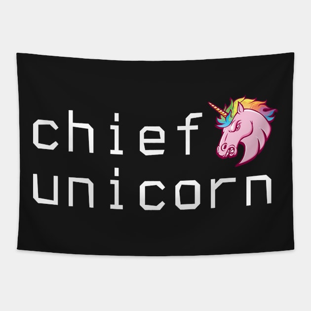 Chief Unicorn Tapestry by mangobanana