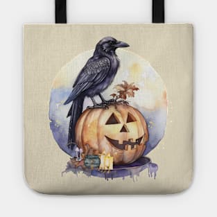 Raven on a Jack O Lantern Tote