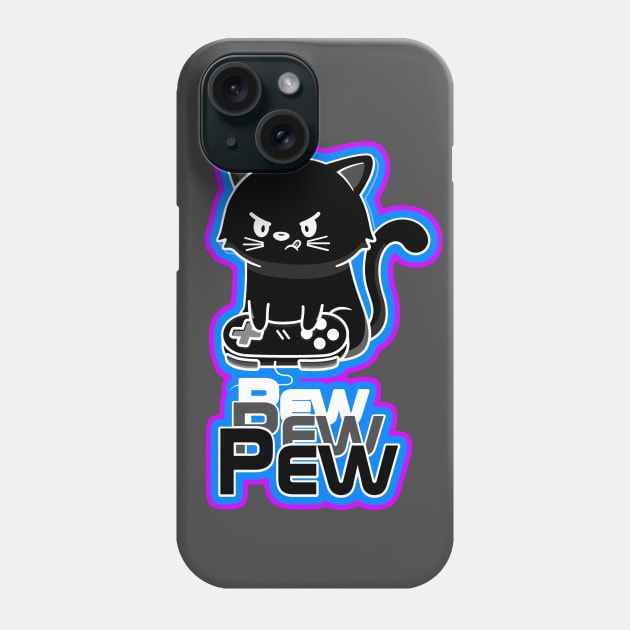 Black Gamer Cat Phone Case by AlondraHanley