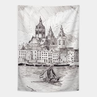 Saint Nicholas Basilica Cathedral Amsterdam City Netherlands Travel Art Tapestry