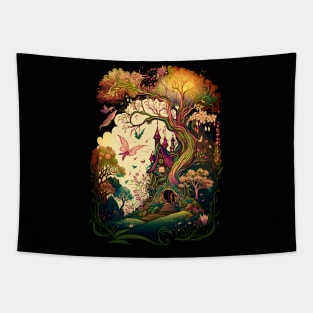 Fairy Fantasy Tree House Tapestry