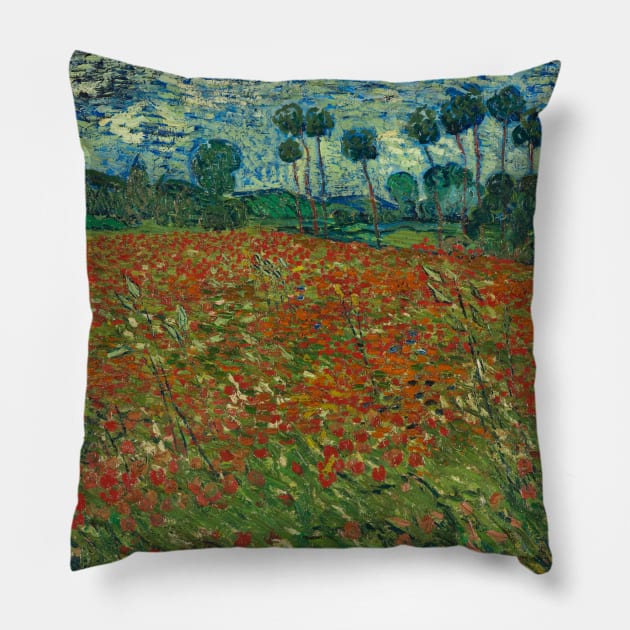 Poppy Field by Vincent van Gogh Pillow by Classic Art Stall