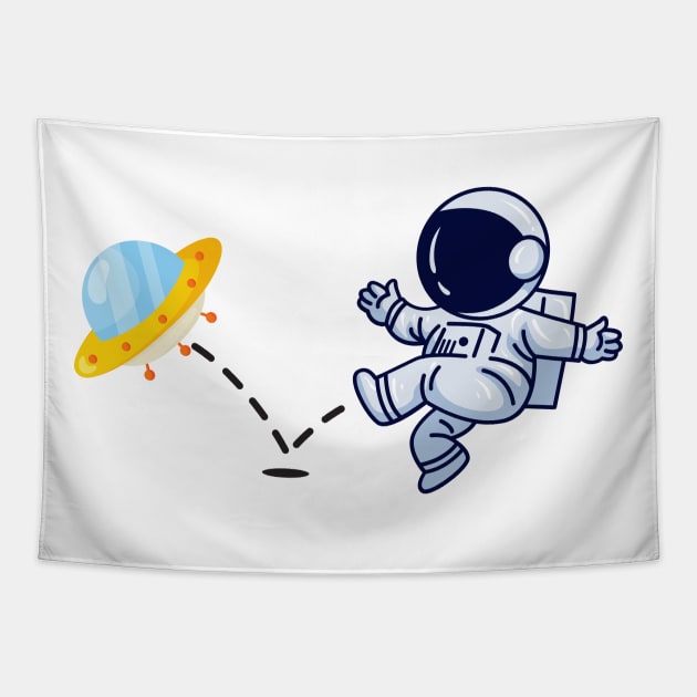 Astronaut plays UFO Soccer Tapestry by firstsapling@gmail.com