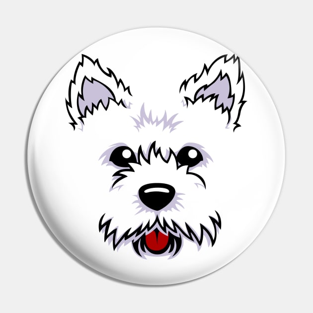 Westie Dog Cute Face Pin by phoxydesign