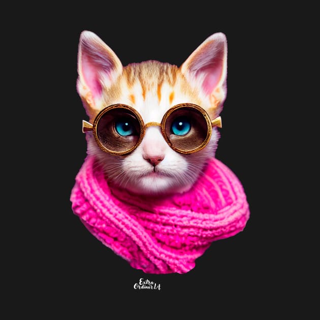 Cat with scarf and glasses by extraordinar-ia