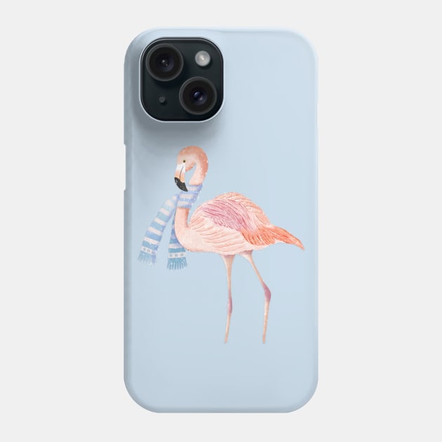 Flamingo in winter Phone Case by CalliLetters