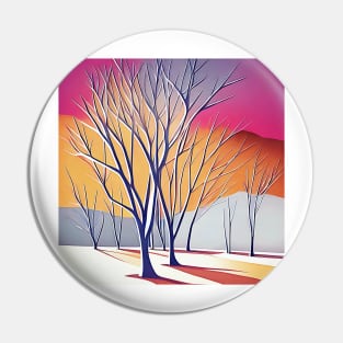 Winter Trees with Colorful Sky Pin