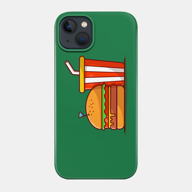 Burger And Soda Cartoon Vector Icon Illustration (5) - Burger - Phone Case