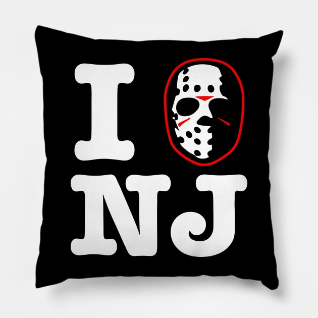 I Hockey Mask New Jersey Pillow by GodsBurden