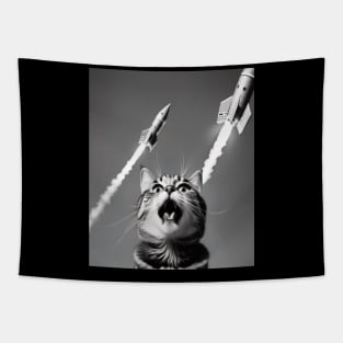 Cat Selfie at a Passenger Rocket Liftoff Tapestry