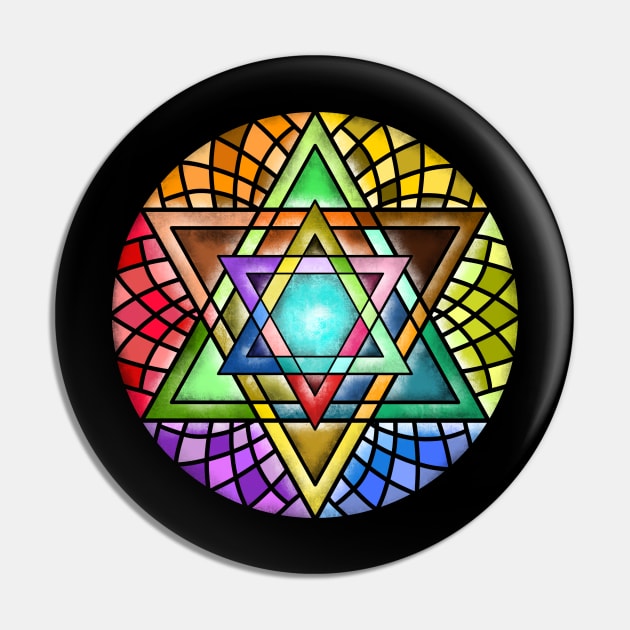 Rainbow Star of David Stained Glass Art Pin by Mey Designs