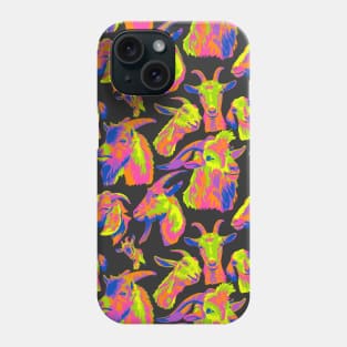 All Over Neon Goats Print Phone Case