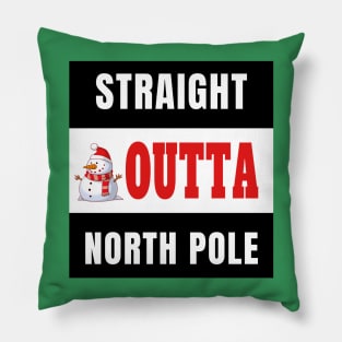 Straight Outta North Pole Cute Funny Cartoon Snowman Gift Pillow