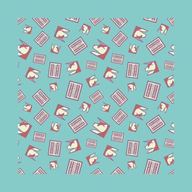 Funny Ironic Advisory Unicorn Message Pattern by vectalex