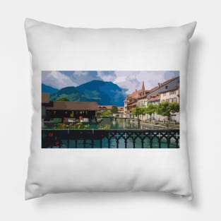 Interlaken Scene Painting Pillow