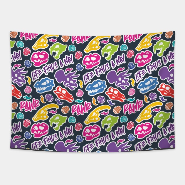 Dinosaur Stickers Tapestry by therealfirestarter