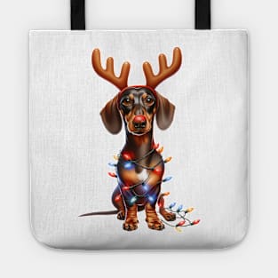 Christmas Red Nose Dachshund Dog Tote
