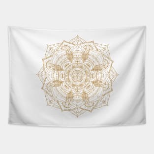 Elegant White & Gold Mandala Hand Drawn Design Tapestry