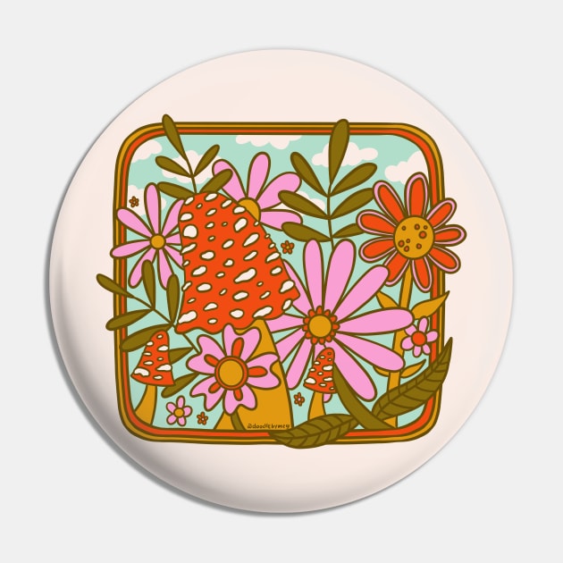 Mushrooms and Flowers Pin by Doodle by Meg