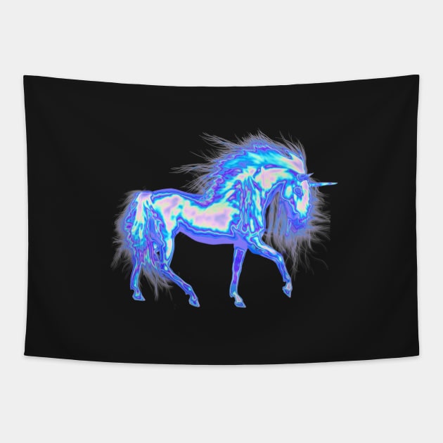 Blue Unicorn Tapestry by dinaaaaaah