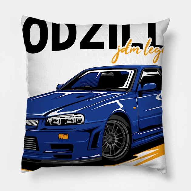 Blue Skyline GTR R34 Pillow by cturs