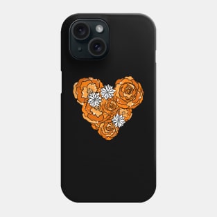 Orange Heart of Roses and Daisies Phone Case