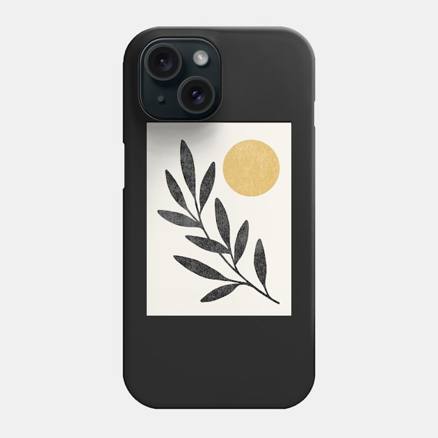 Leaf Sun - Gold Black Phone Case by moonlightprint