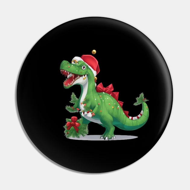 Funny Santa Dinosaur Pin by halazidan