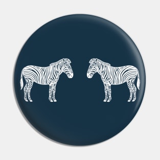 Zebras in Love - African animals ink art design - on blue Pin