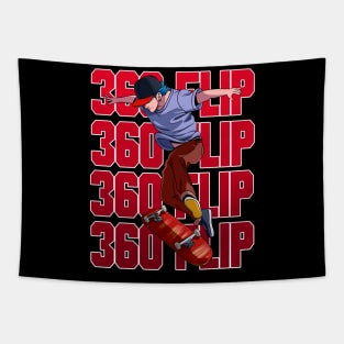 360 Flip Skater Skateboarding Tre Flip Tapestry