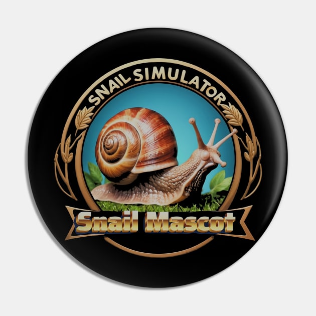 Snail Simulator Logo Funny Snail Mascot Retro Pin by masterpiecesai