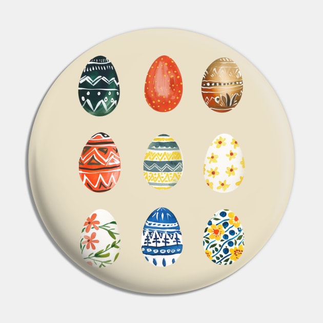 Colorful Easter Eggs Pin by OspreyElliottDesigns