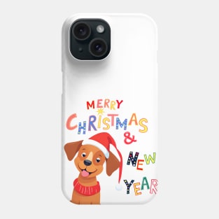 Cute Brown dog Merry Christmas and New Year ,Brafdesign Phone Case