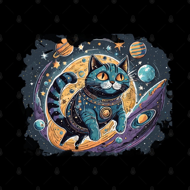 Paws it and Explore the Meowniverse - Cute Cat in Space Design by diegotorres