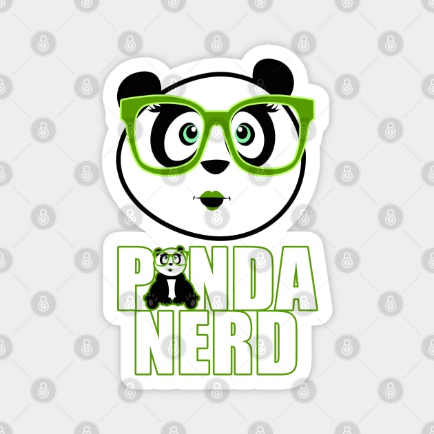 Panda Nerd Girl - Green Magnet by adamzworld