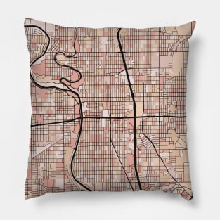 Wichita Map Pattern in Soft Pink Pastels Pillow