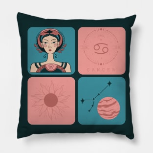 Hand Drawn Pattern Cancer Zodiac Art Pillow