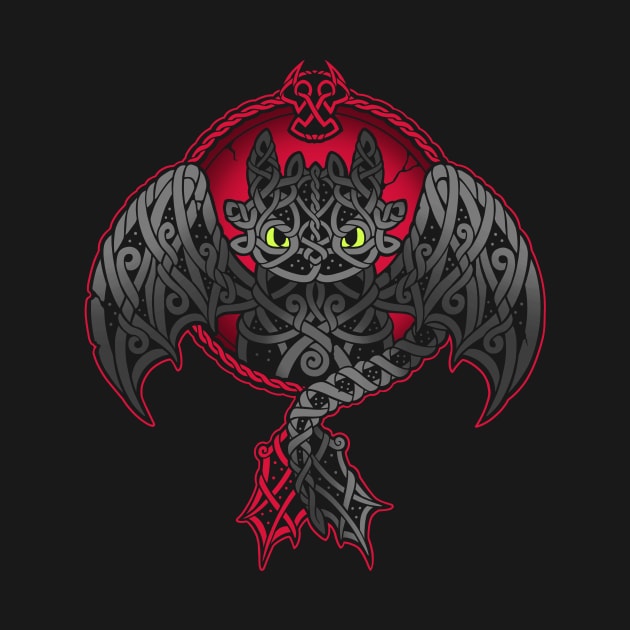 Viking Fury // Toothless Dragon, Knotwork, Norse by Geekydog