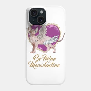 Be Mine Meowlentine, Valentines Day Sphynx Cat Cupid Phone Case